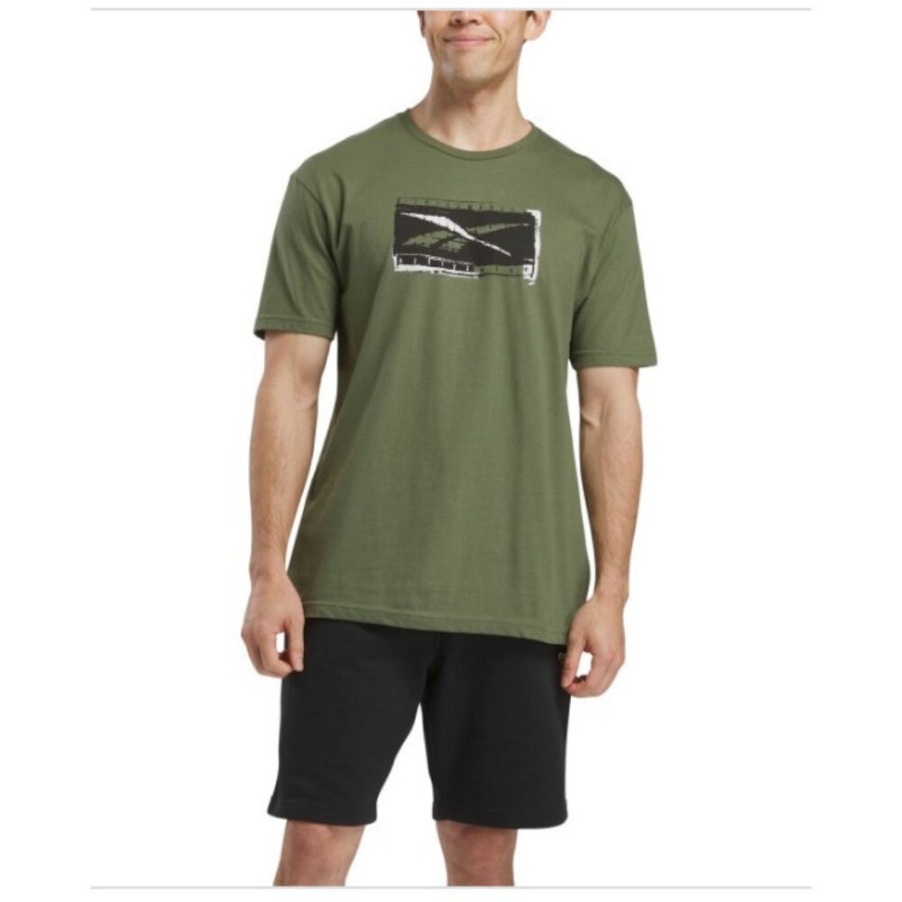 Reebok Men's All-Cotton Logo T-Shirt - Army Green Size S
